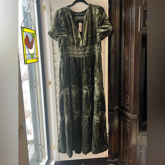 Anthropologie Dresses & Skirts - Anthropologie Olive Green Somerset Velvet Maxi Dress New With Tags